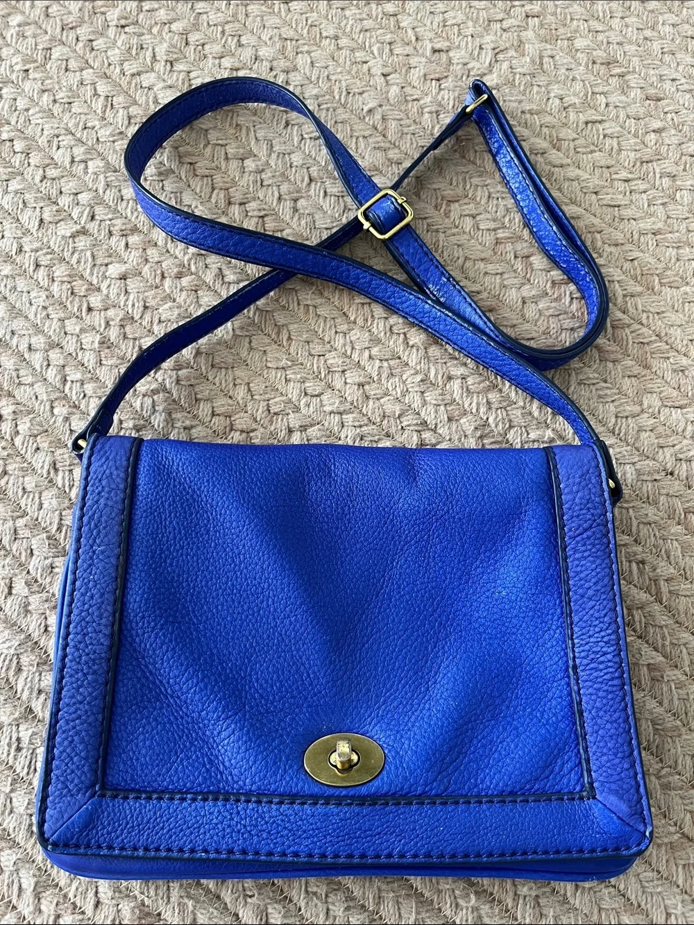 J. Crew Leather Tillary Crossbody in Cobalt Blue